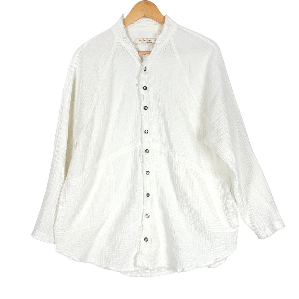 We The Free Free People White Cotton Gauze Oversized Button Down Shirt Small - Picture 2 of 9